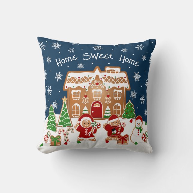 Coussin Gingerbread House Christmas Throw Pillow (Recto)
