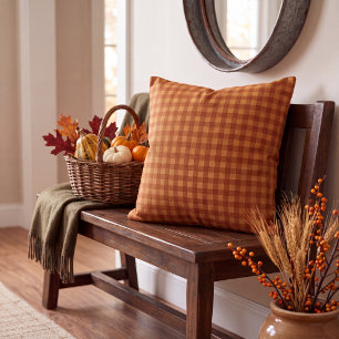 Coussin Gingham à carreaux classique citrouille automne