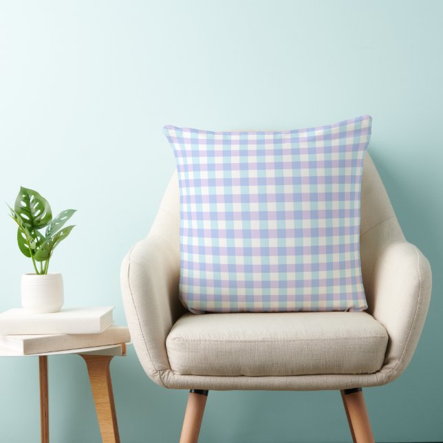 Coussin Gingham Violet Pastel (Chaise)