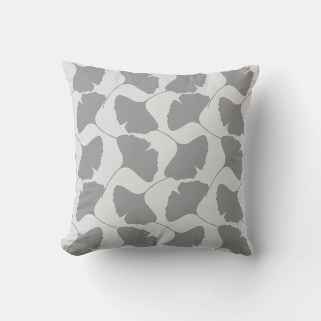 Coussin Ginkgo biloba gris cascadant moderne gris de (Recto)
