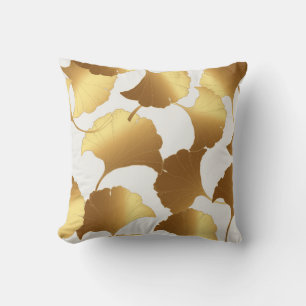 Coussin Ginkgo Gold : Design Vintage de luxe.