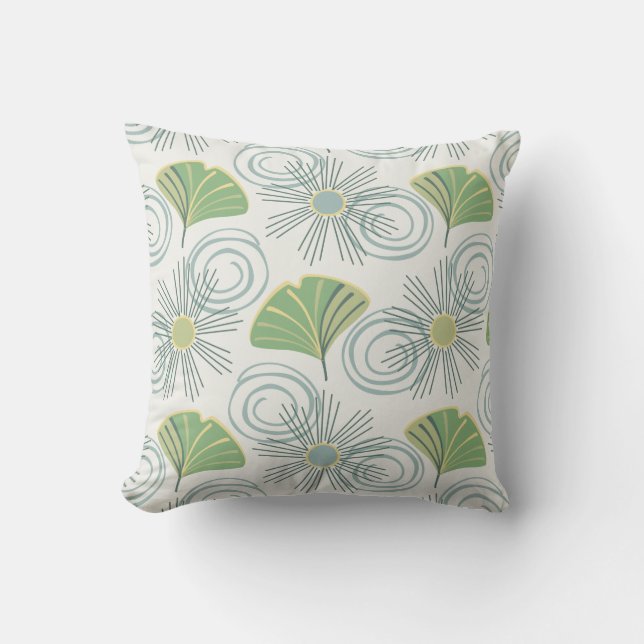 Coussin Ginkgo moderne du milieu du siècle (Recto)