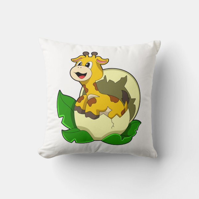 Coussin Girafe aux feuilles et oeufs (Recto)