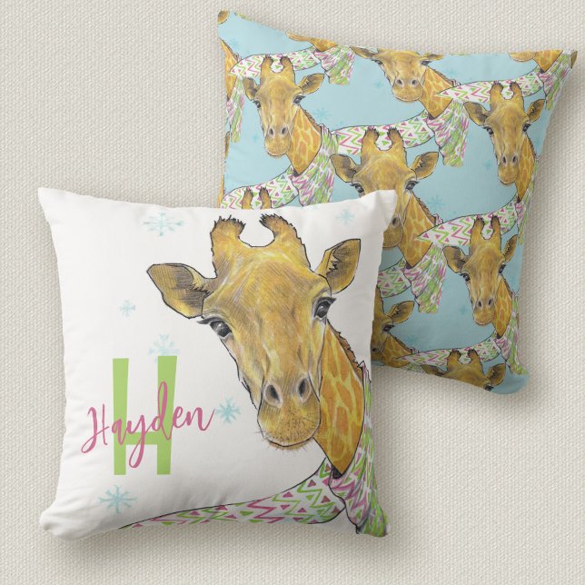 Coussin Girafe avec foulard de Noël Cute drôle L'art anima (Créateur téléchargé)