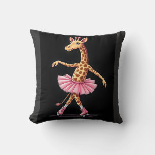 Coussin Girafe en patins à roulettes en débardeur tutu ros