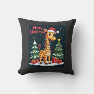 Coussin Girafe Joyeux Noël Éclairage de l'Arbre de Noël Pè