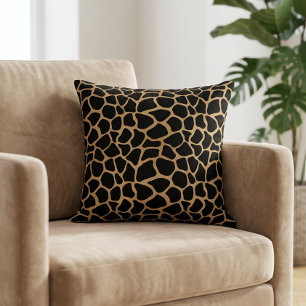 Coussin Girafe Moderne Impression Animale Safari Brun Noir
