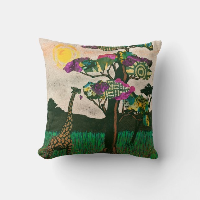 Coussin Girafe sur les Avions d'Afrique (Recto)