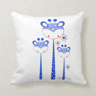 Coussin Girafes d'amusement -- Bleu lumineux