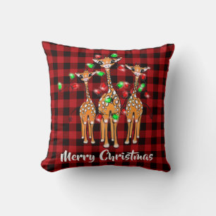 Coussin Girafes de vacances, lumières scintillantes, carre