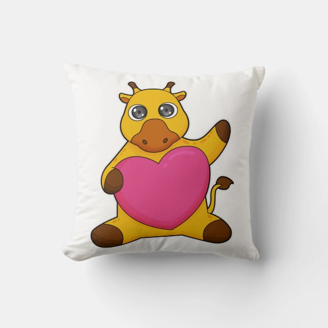 Coussin Giraffe au coeur (Recto)