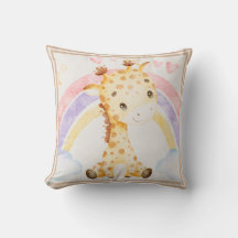 Giraffe avec Puffy Arc-en-ciel Nuages Coeurs