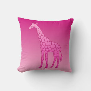 Coussin Giraffe géométrique moderne, Fuchsia et rose clair