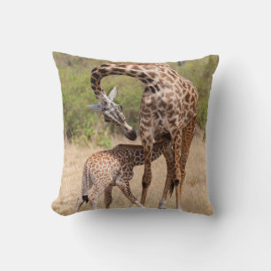 Coussin Giraffe Mère et bébé au Kenya