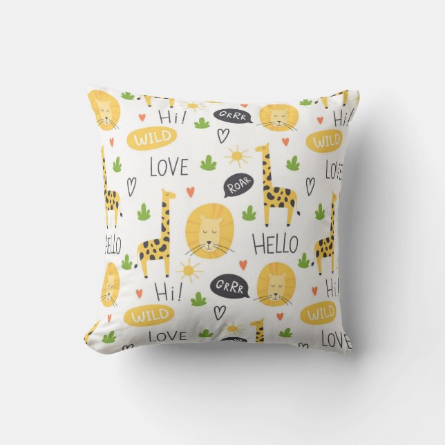 Coussin Giraffes Et Mots Colorés De Doodle (Recto)