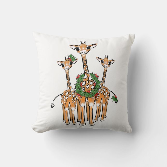 Coussin Giraffes fêtes de Noël, couronne (Recto)