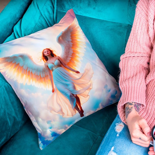 Coussin Girl ange religieux christian vol imaginaire art (Créateur téléchargé)