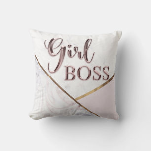 Coussin Girl Boss Rose Chrome Marbre Tendance Moderne Chic
