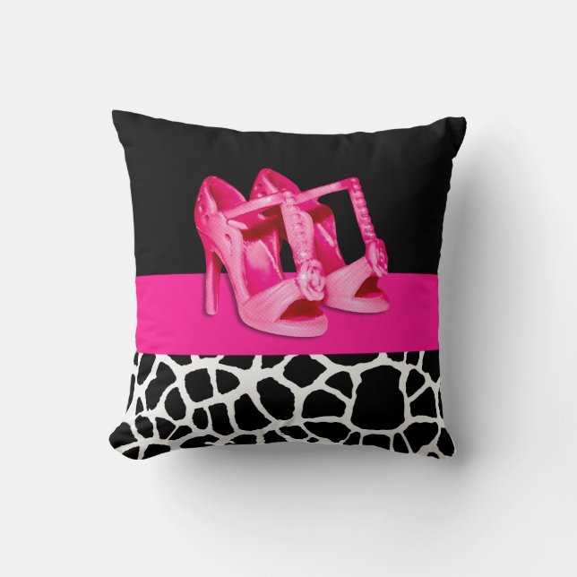 Coussin Girly Giraffe Imprimer Jolie Chaussures Roses Avec (Recto)