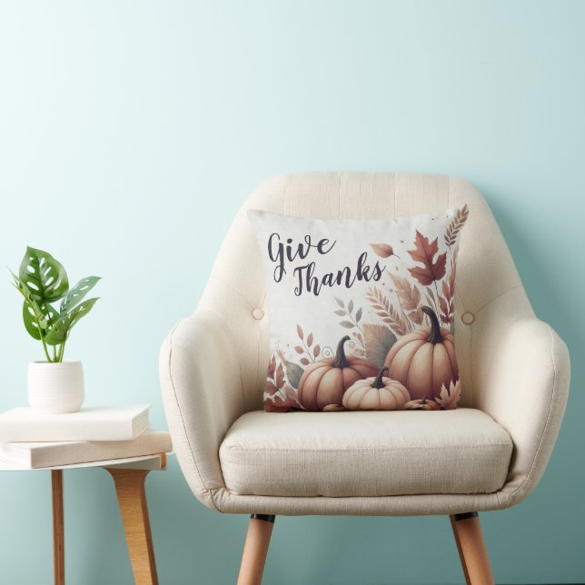 Coussin Give Thanks Pumpkin Throw Pillow - Customizable (Chaise)