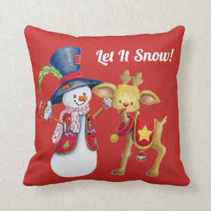 Coussin Givré le bonhomme de neige d'hiver