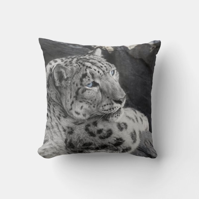 Coussin glacial de regard fixe de Leoprad de neige (Recto)