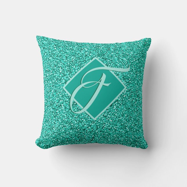 Coussin Glam étincelant Turquoises Parties scintillant ble (Recto)