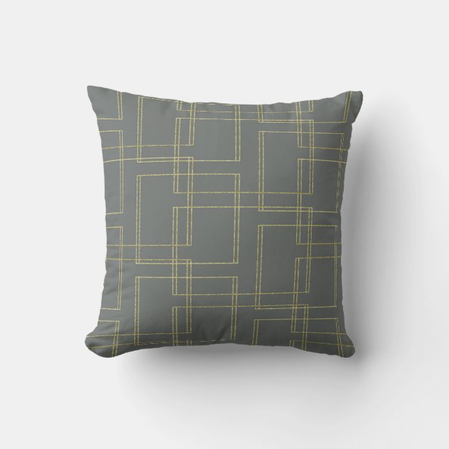 Coussin Glam géométrique gris et or chic (Recto)
