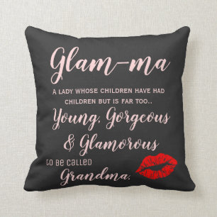 Coussin Glam-ma grand-mère cadeau de Noël