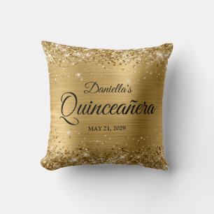 Coussin Glam Quinceanera en or glacé