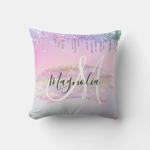 Coussin Glam Rainbow Unicorn Ombre Parties scintillant Mon