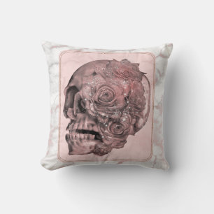 Coussin Glam Rose Gold Rose Skull Marbre