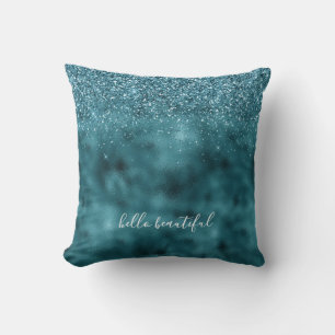 Coussin Glam Turquoise Glitz Parties scintillant