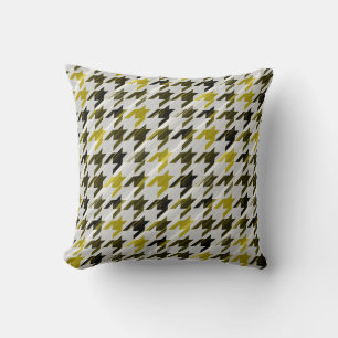 Coussin Glen Plaid. Noir et moutarde.