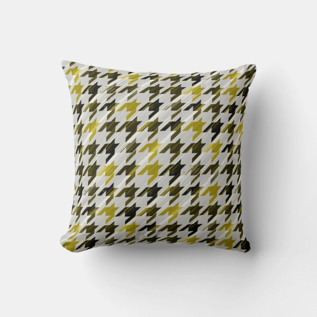 Coussin Glen Plaid. Noir et moutarde. (Recto)