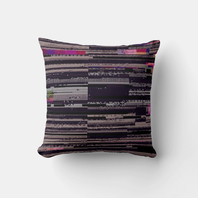 Coussin Glitched TV screen with broken pixels. Abstract fu (Recto)