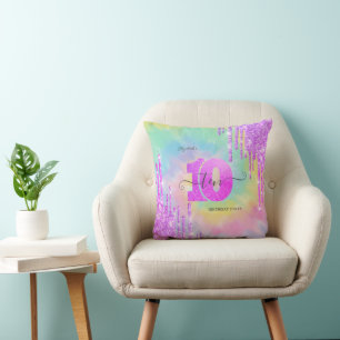 Coussin Glitter Cool Drips Tie Dye 10e Anniversaire