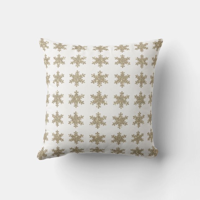 Coussin Glittery Gold Snowflake Motif blanc mignon tendanc (Verso)