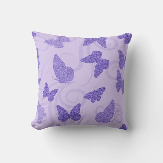 Coussin Glittery Lilac Butterflies (Recto)