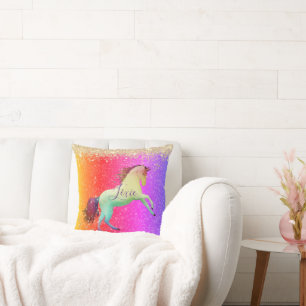Coussin Glittery Rainbow Unicorn