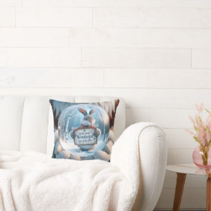 Coussin Globe De Neige De Noël Avec Lapin