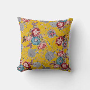 Coussin Glories du matin Fleurs sur la moutarde Jaune