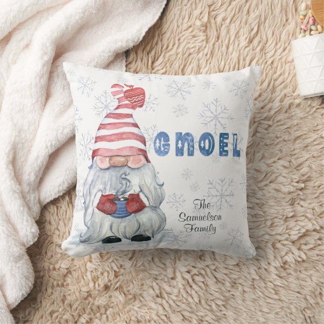Coussin GNOME Aquarelle Noël GNOEL personnalisé (Couverture)