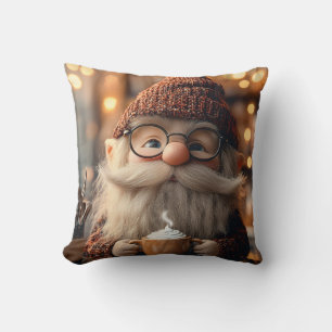 Coussin Gnome confortable jouissant d'une coupe de cacao c