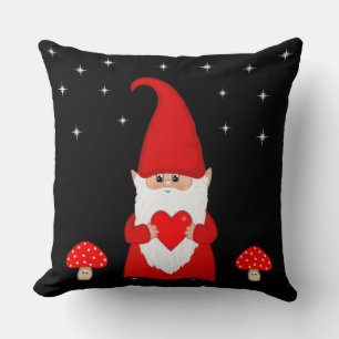 Coussin Gnome de Noël mignon sur noir