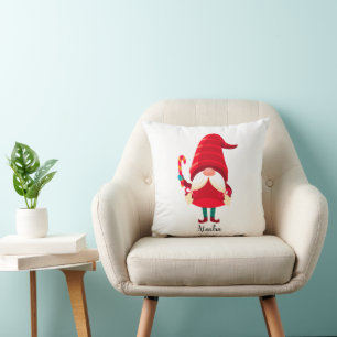 Coussin Gnome De Noël Tenant Un Sucre de canne
