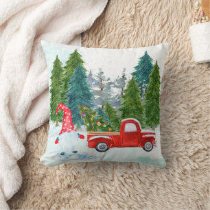 Coussin Gnome Fantaisiste avec Camion Rouge Noël