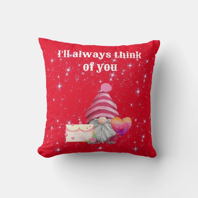 Coussin Gnome in love with rainbow heart (Recto)