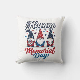 Coussin Gnome Patriotique Bonne Fête des Morts Vintage T-S
