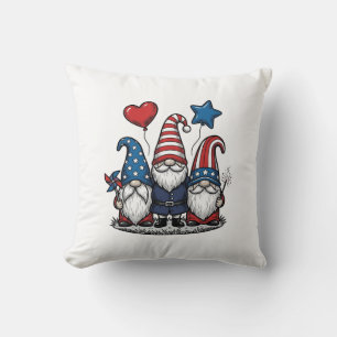 Coussin Gnome patriotique gravure vintage design vectoriel